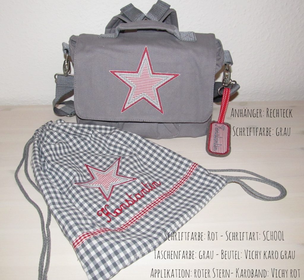 Canvastaschen-Set mit Namen und Stern