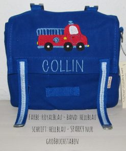 Kindergartentaschen mit Namen Feuerwehr blau