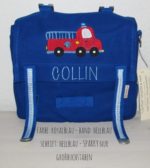Kindergartentaschen mit Namen Feuerwehr blau