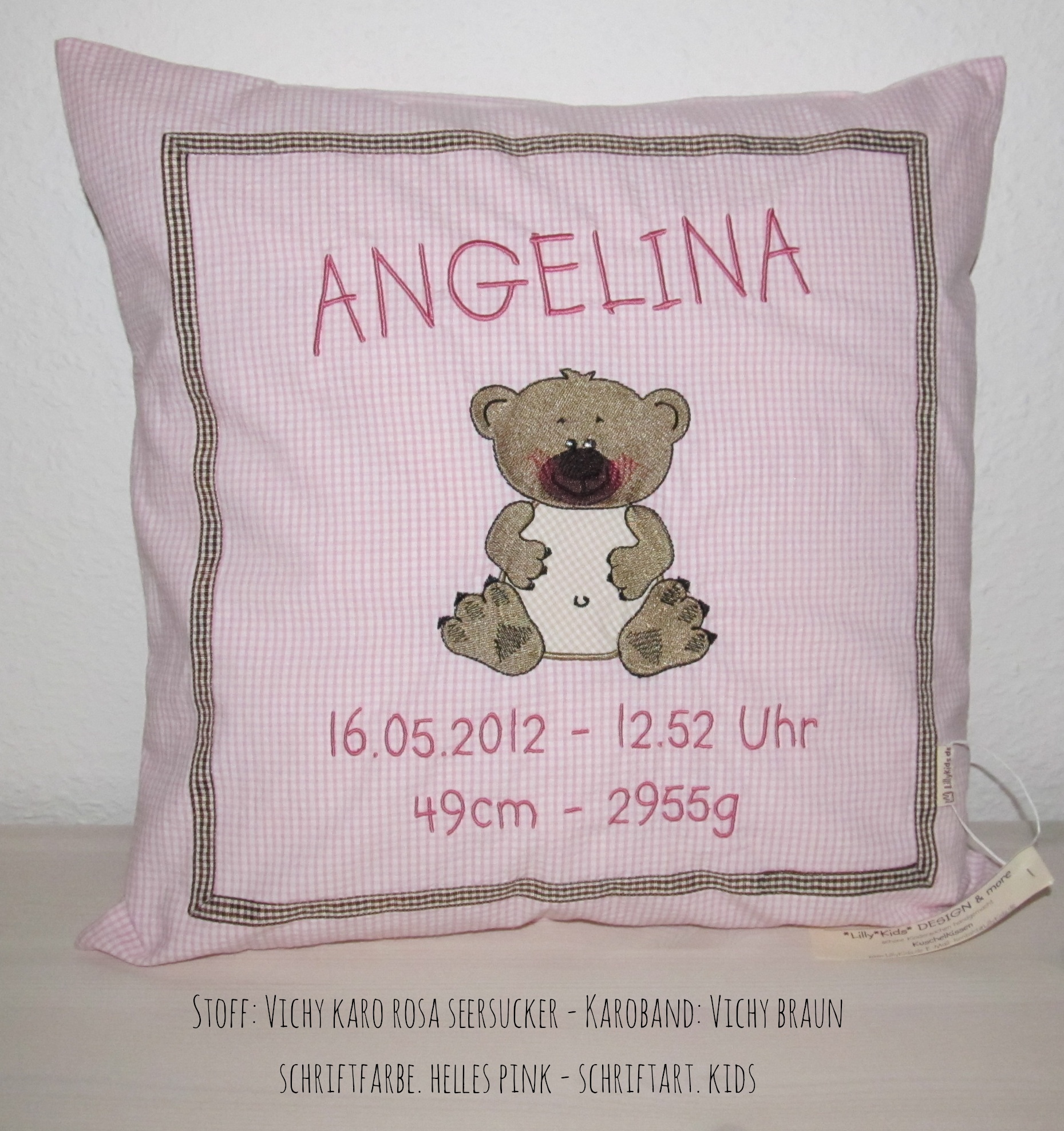 Kuschelkissen Kuschelbär– personalisiertes Dekokissen fürs Kinderzimmer | Lillykids – Bild 2