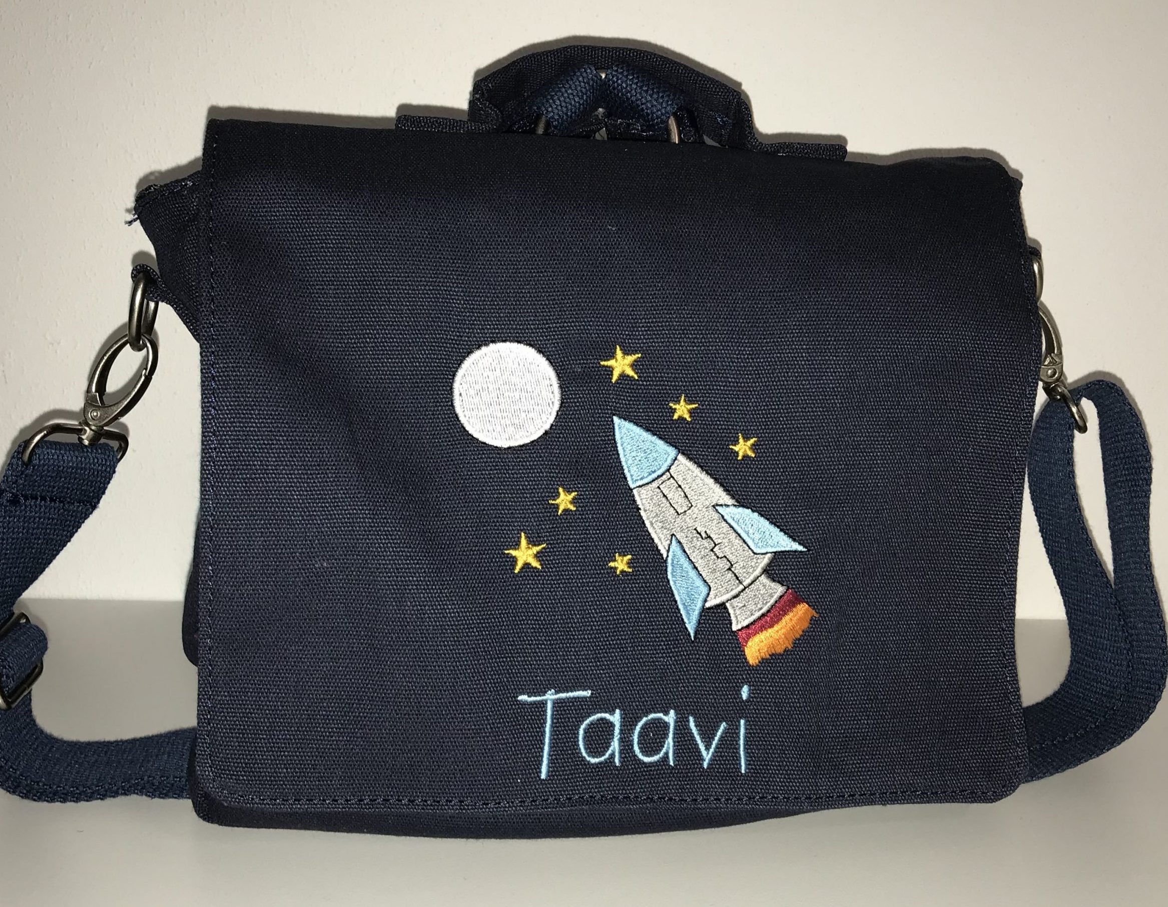 personalisierte Kindergartentasche Rakete